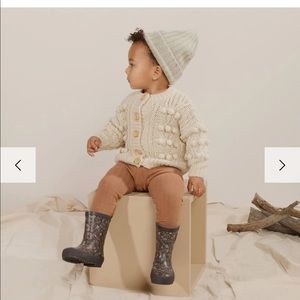 Rylee + Cru Bobble Cardigan, Stone 3-6mo